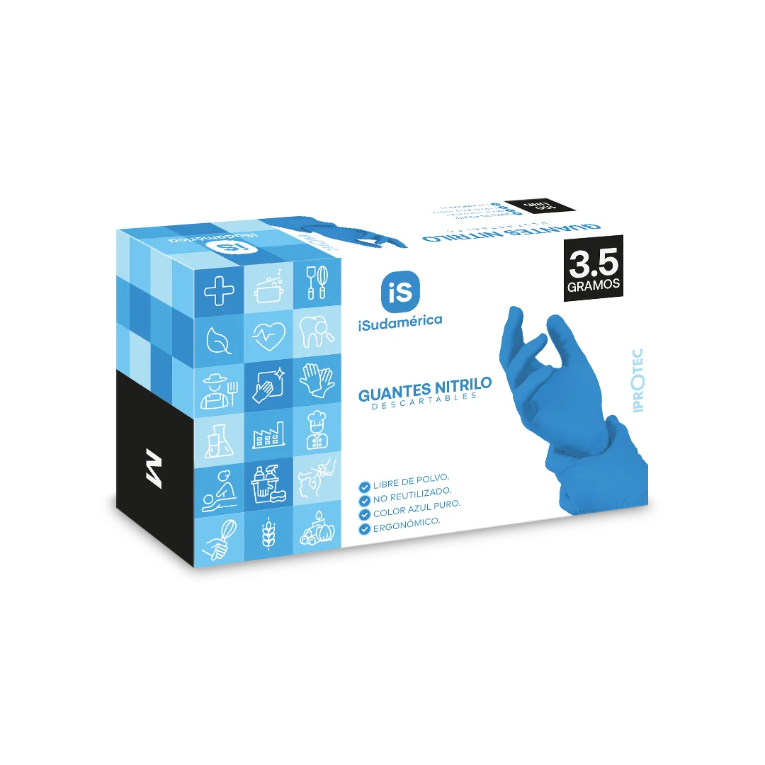 Guantes de Nitrilo 3.5 gr azul puro