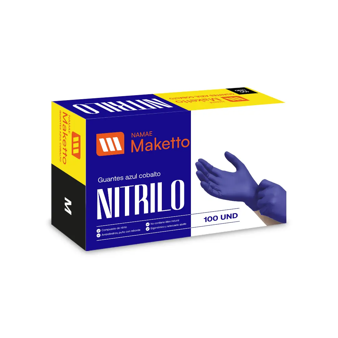 Guantes de nitrilo azul cobalto 3.0 gramos