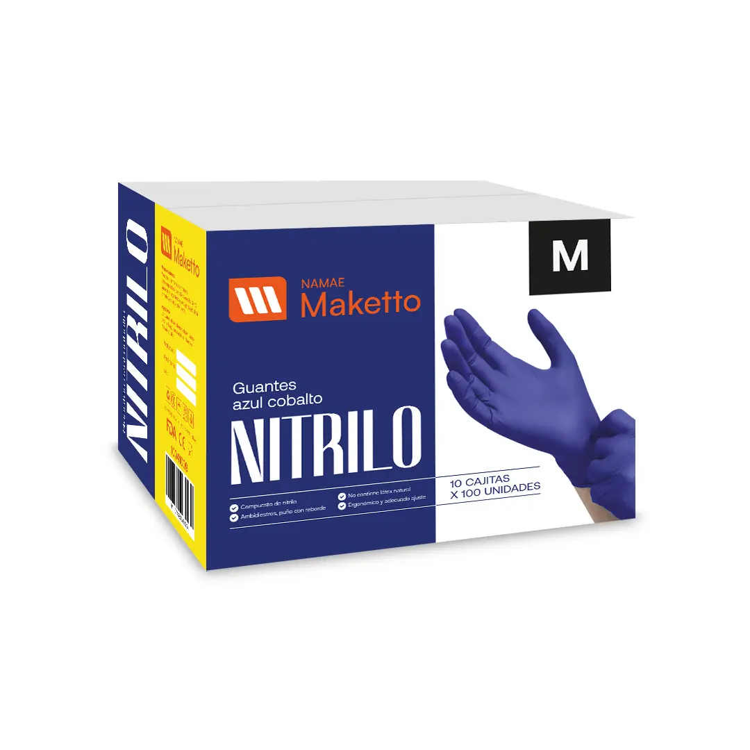 Guantes de nitrilo azul cobalto 3.0 gramos cajón