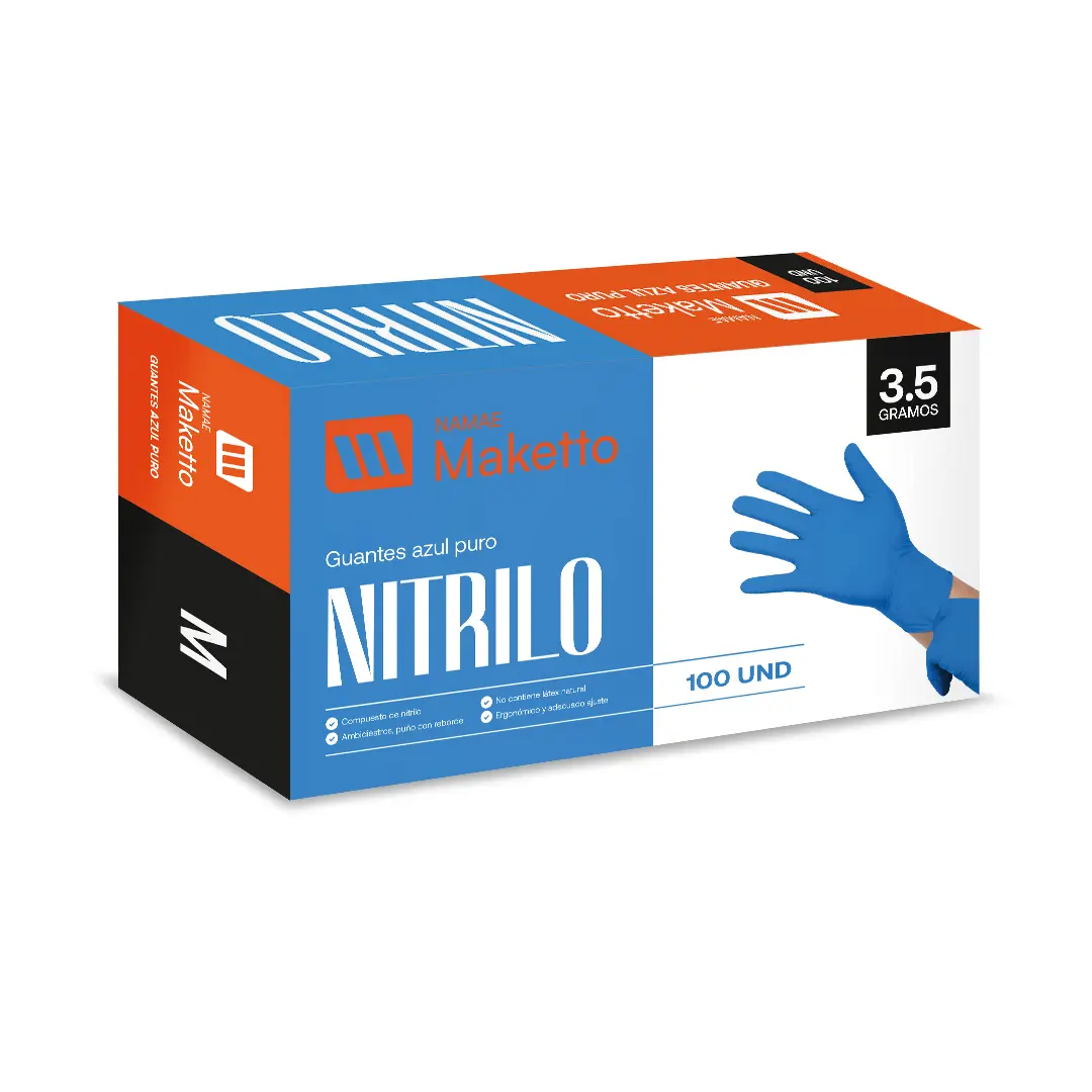 Guante Nitrilo Azul Puro 3.5 gramos