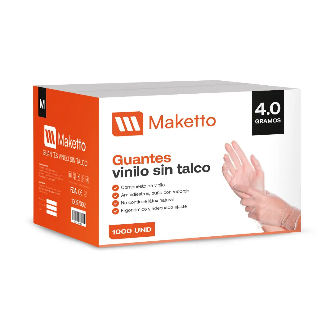 Guantes Vinilo sin talco 4.0 gramos cajón