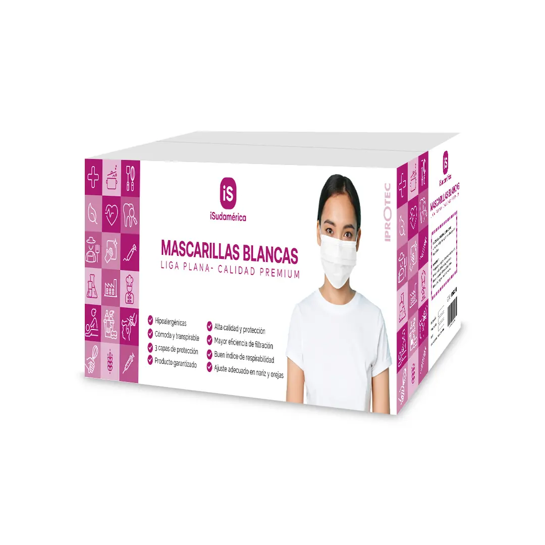 Mascarilla Liga plana blanca cajón
