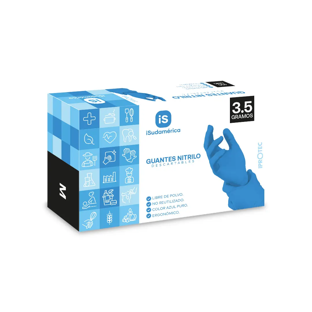 Guantes Nitrilo azul puro 3.5 gramos