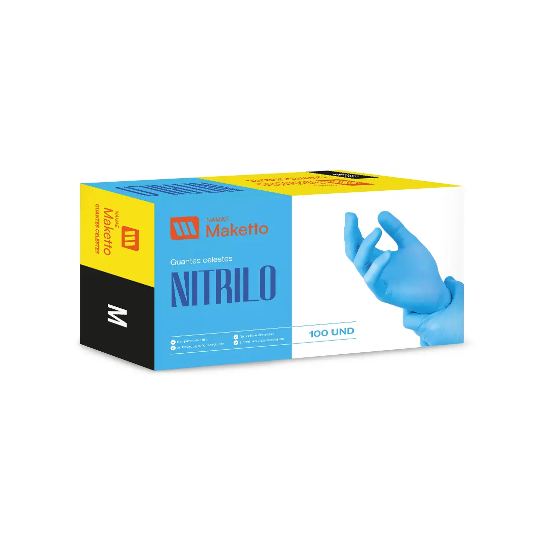 Guantes Nitrilo celeste 3.0 gramos