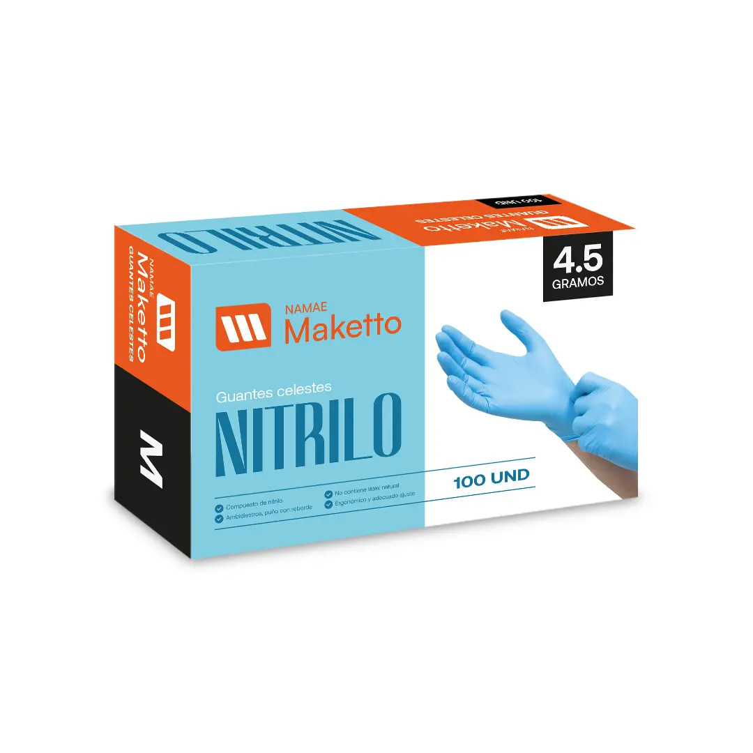 Guantes Nitrilo celeste 4.5 gramos