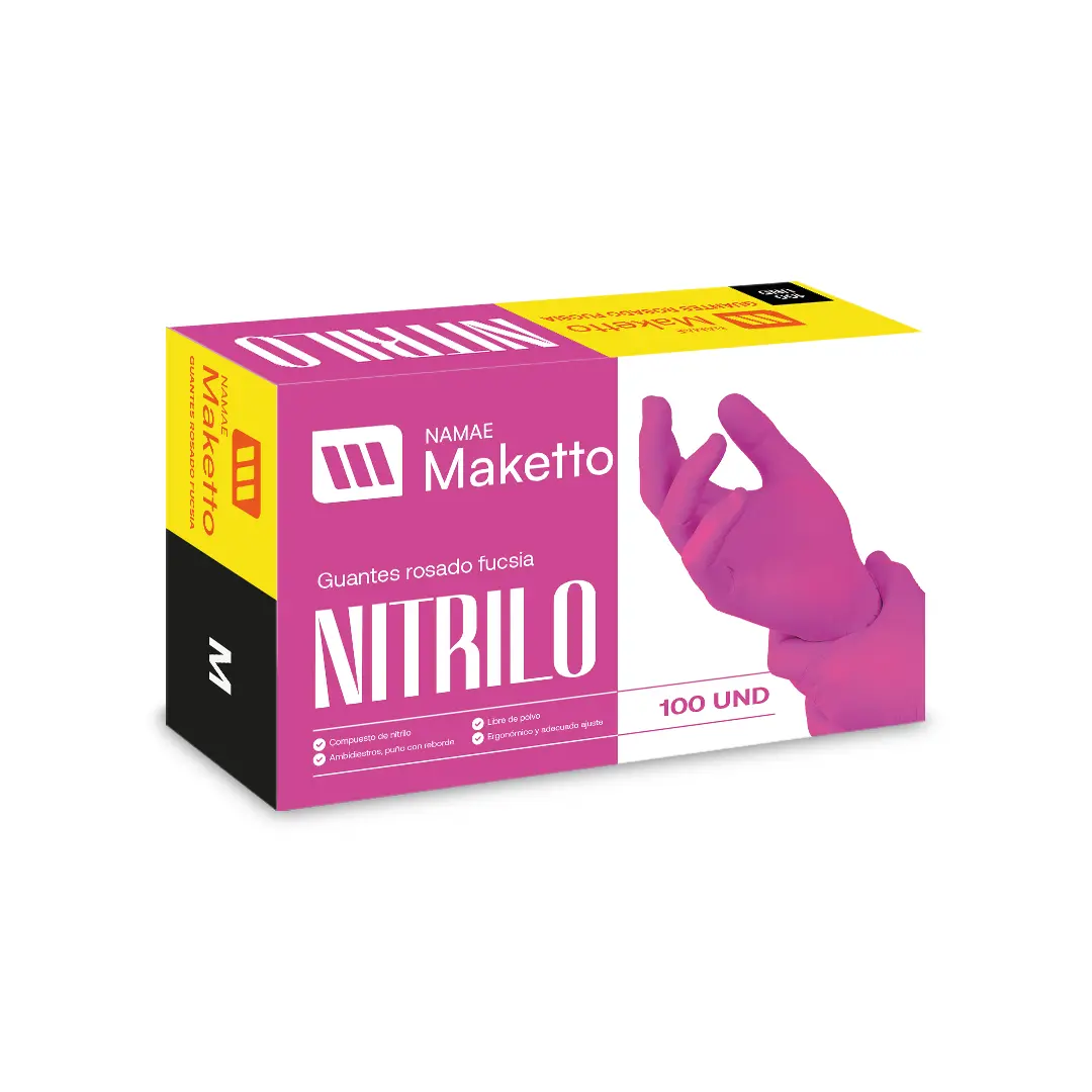 Guantes Nitrilo rosado fucsia 3.0 gramos
