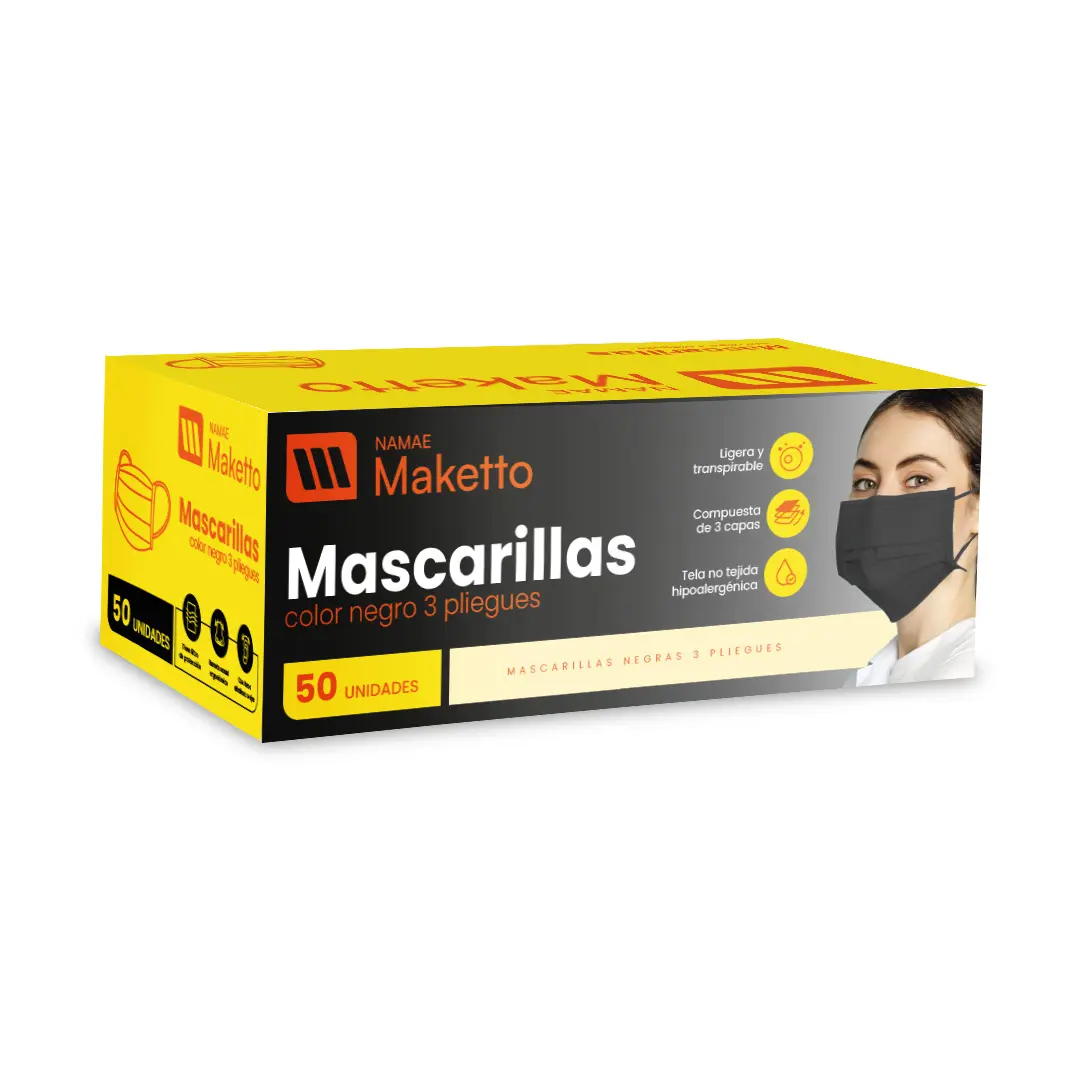 Mascarilla 20+20+20 negra liga redonda