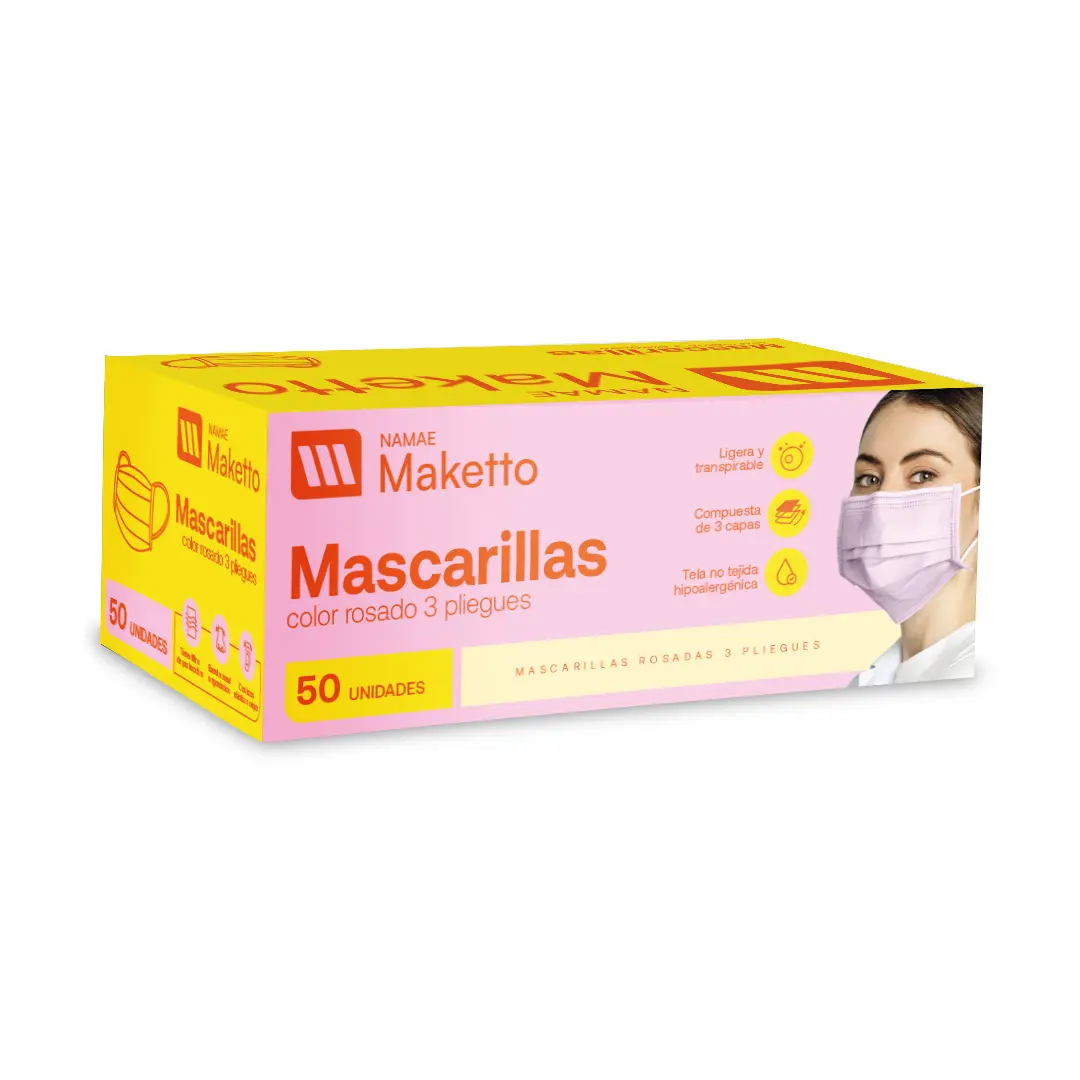 Mascarilla 20+20+20 rosado liga redonda