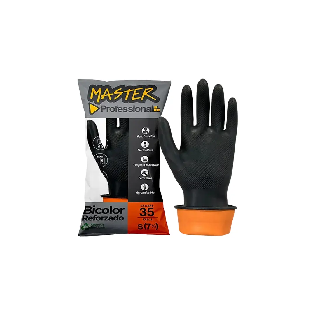 Guante Master C35 Profesional bicolor reforzadonegro/naranja.