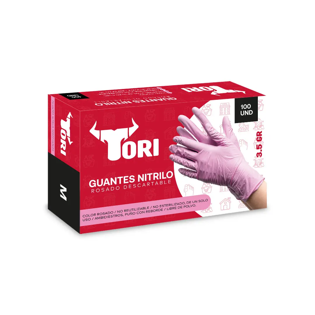 Guantes Nitrilo rosado 3.5 gramos