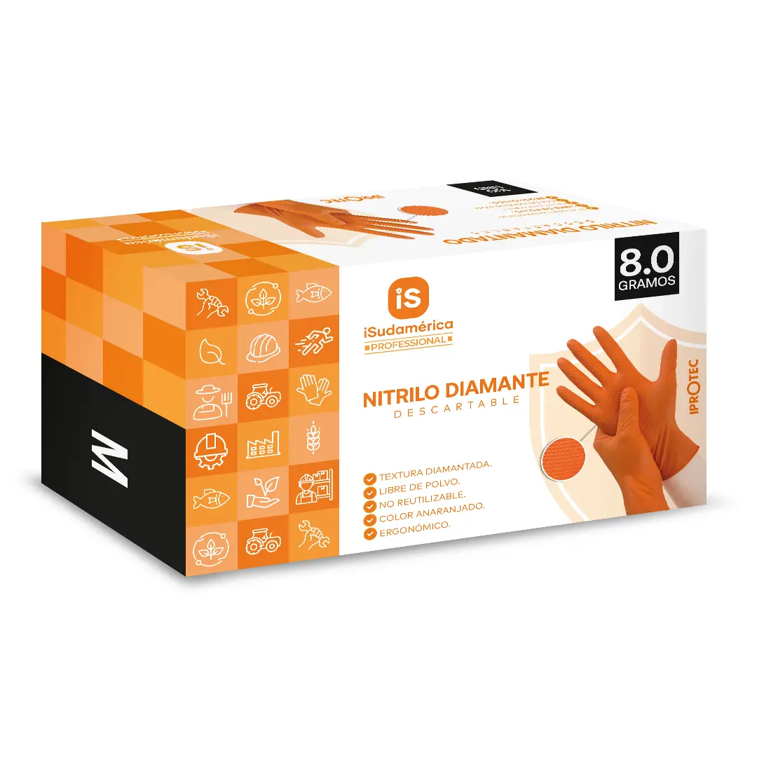 Guante Nitrilo Diamante naranja 8.0 gramos