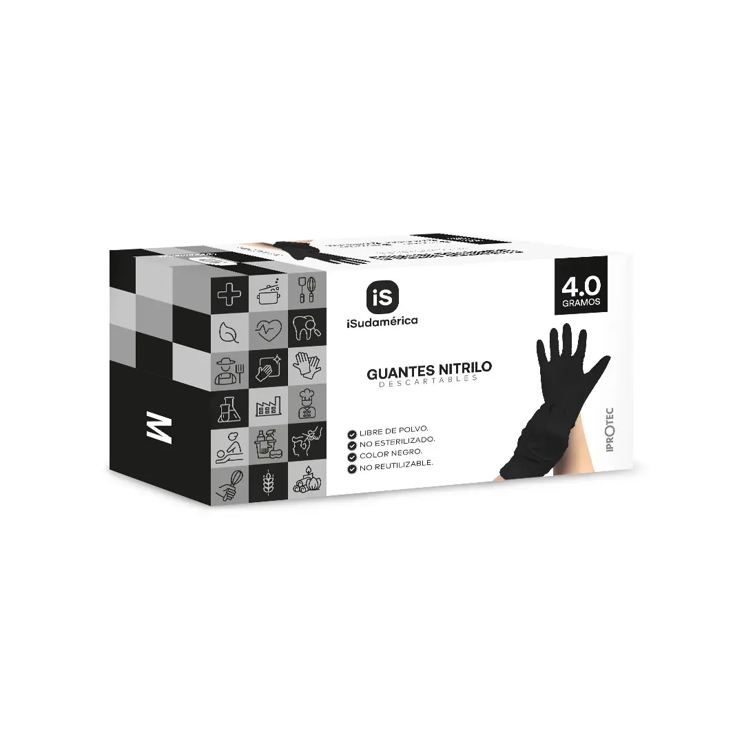 Guante Nitrilo Negro 4.0 gramos